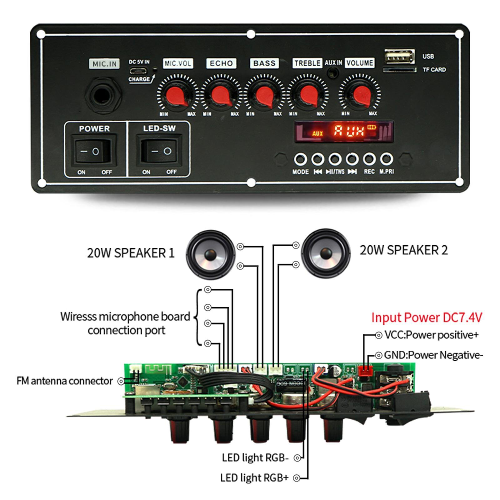 MP3 Bluetooth Board Player Module with Remote Control 2x20W Premium Dual Decoding 7.4V FM Audio Module Durable Audio Module