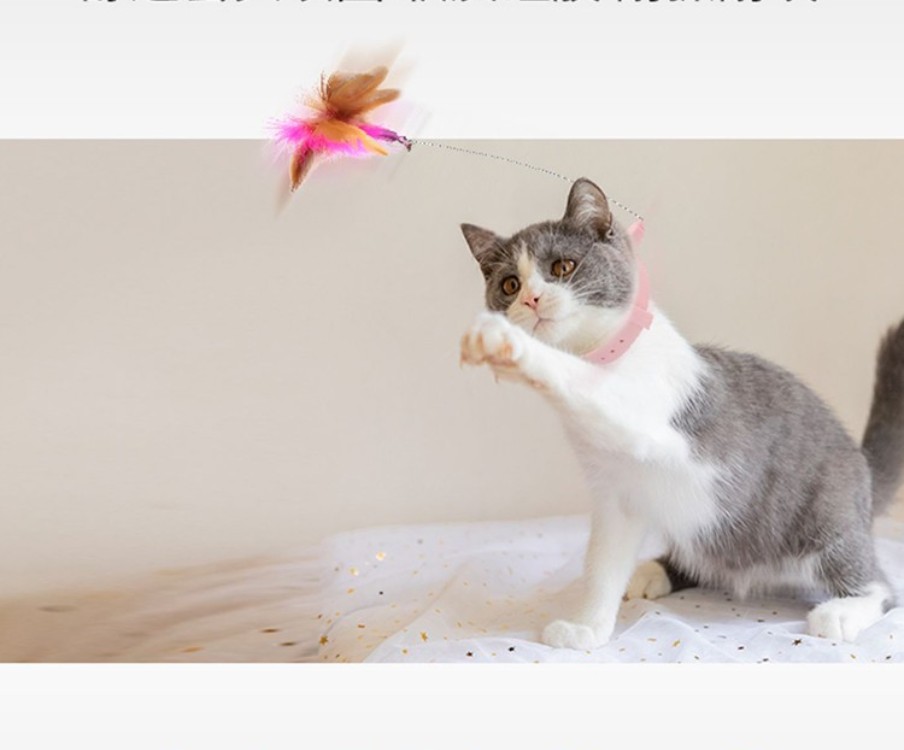 Vòng cổ gắn kèm lông vũ đồ chơi vận động cho mèo
