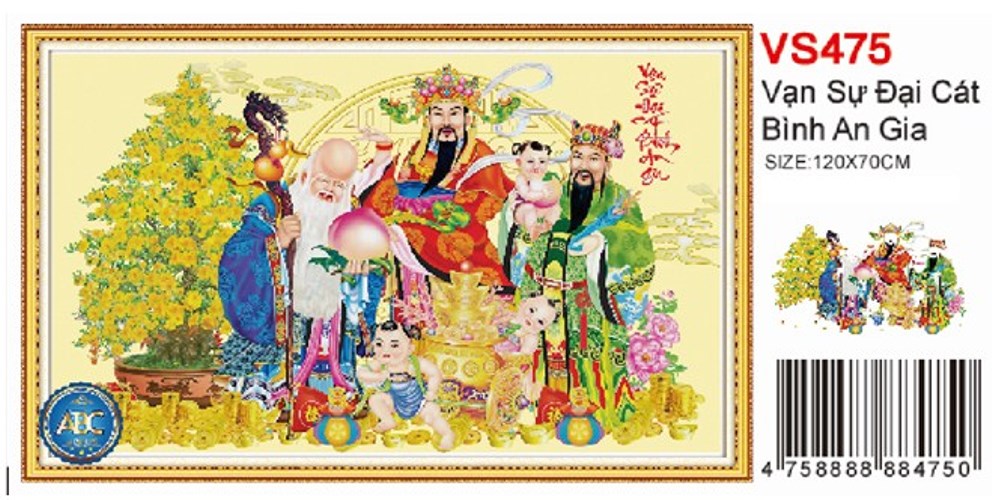 Tranh đính đá vạn sự đại cát bình an gia VS475 - 120 x 70 cm - chưa đính