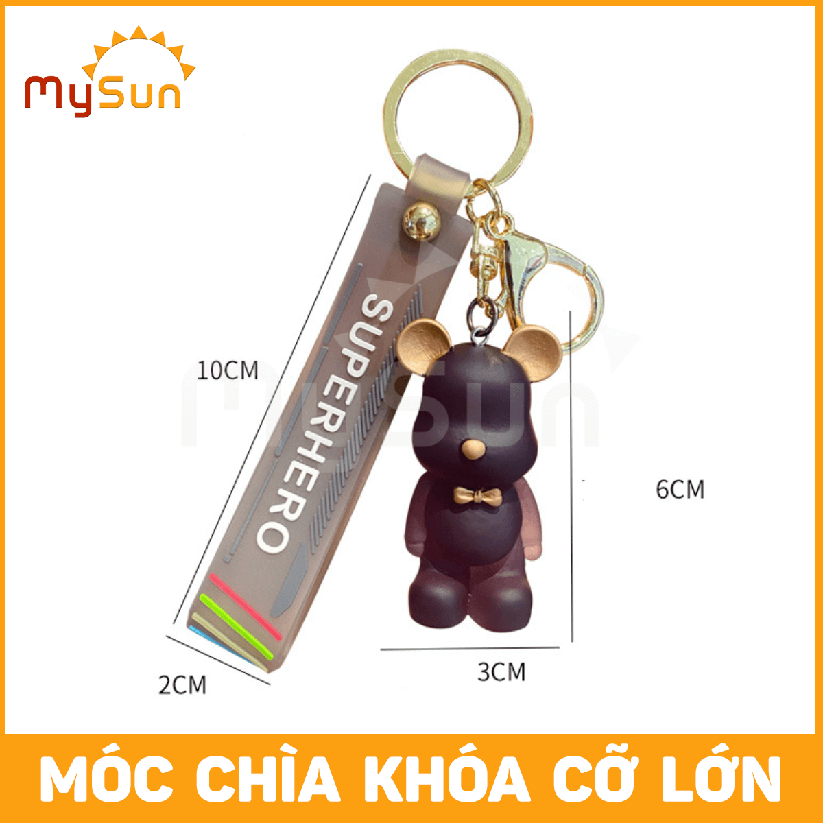 Dây móc chìa khóa ô tô, xe máy, điện thoại hình con gấu Bearbrick trong trong suốt đẹp độc lạ