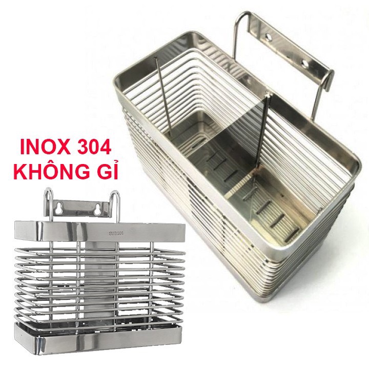 Ống đựng đũa muỗng vuông - ống đũa đôi inox 304 cao cấp inox 304 không gỉ OD-02