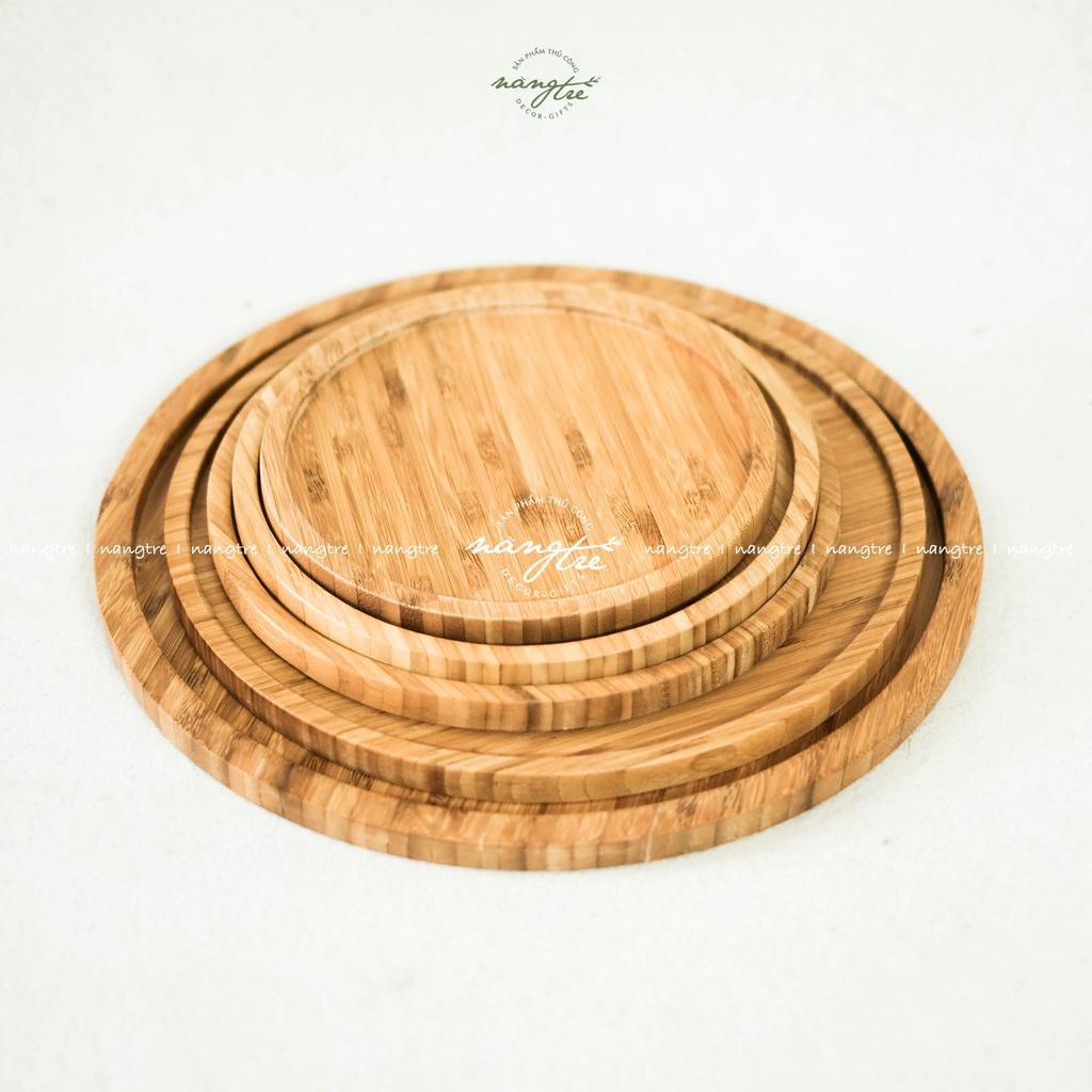 Khay gỗ tre tự nhiên hình tròn - Khay tre đựng thức ăn