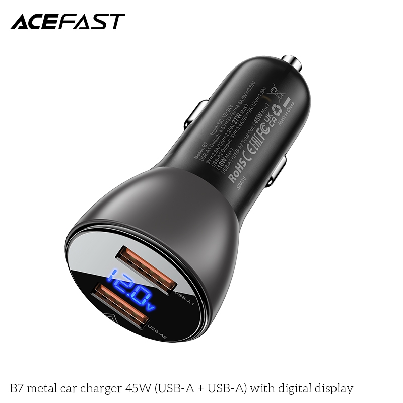 Sạc ô tô Acefast 45W 2 cổng USB-A - B7 Hàng chính hãng Acefast