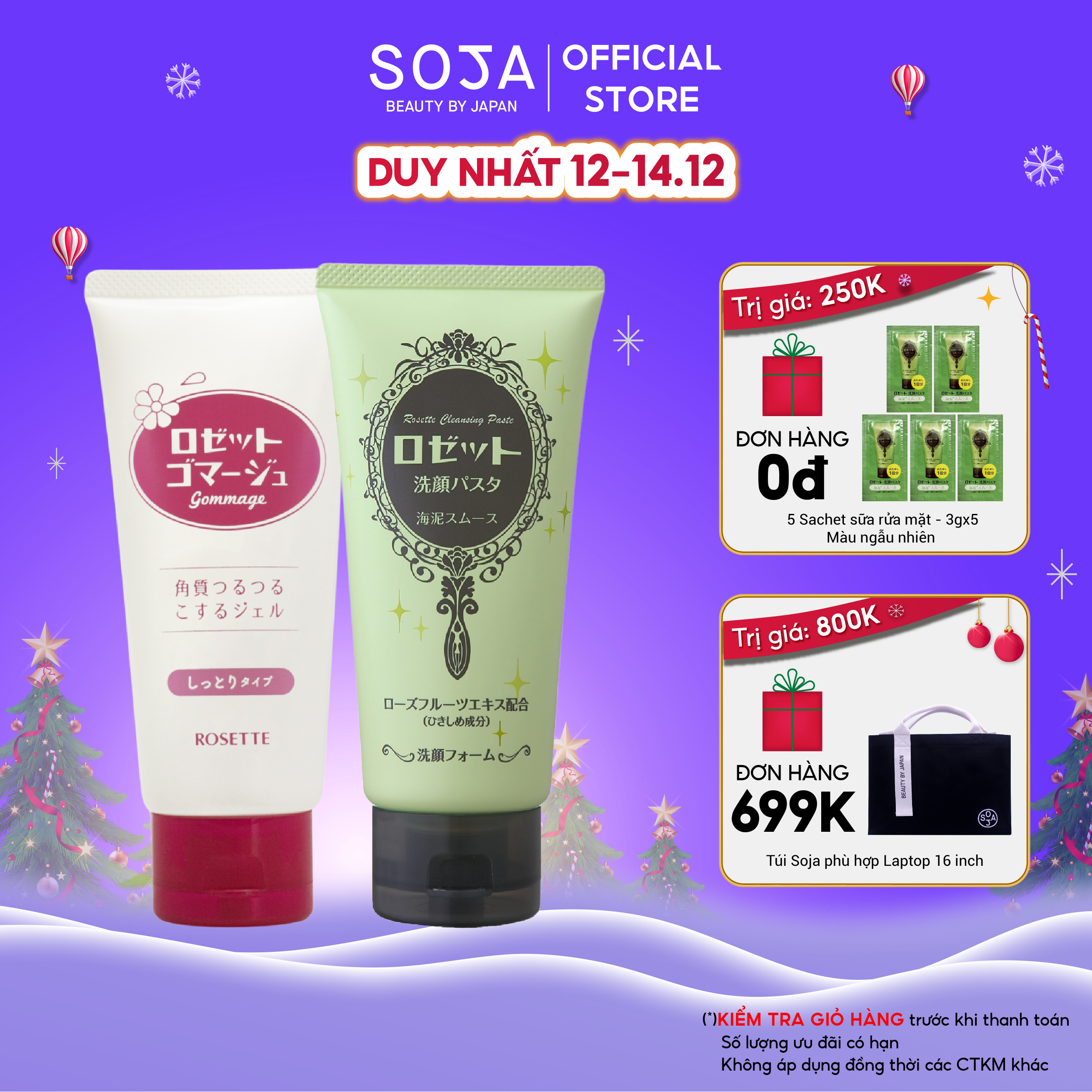 Combo Thanh Lọc Thu Nhỏ Lỗ Chân Lông Dành Cho  Da Khô Rosette Gommage Moist + Face Wash Pasta Sea Clay Smooth