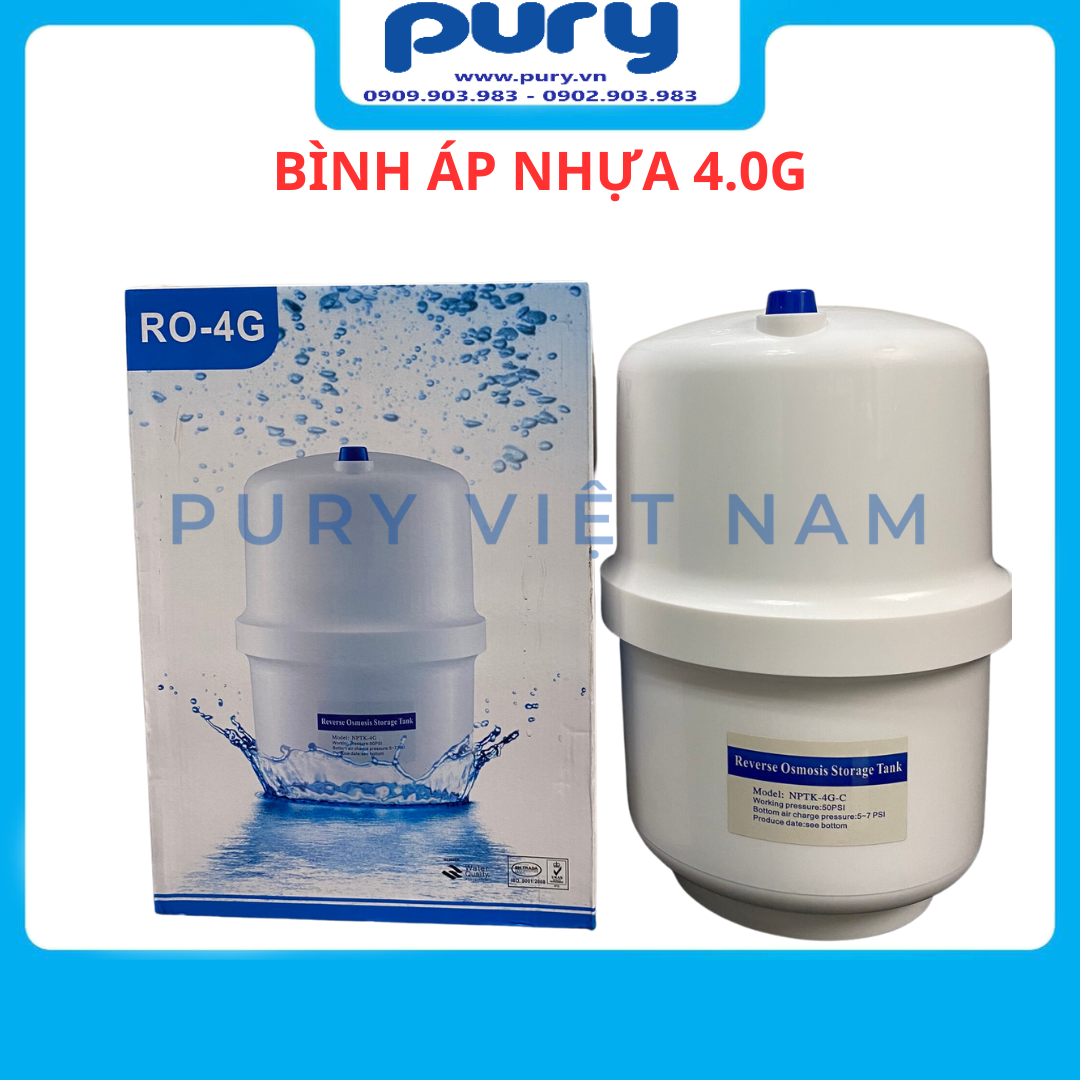 Bình áp máy lọc nước, Bình áp 8l (3.2G), Bình áp 10l (4.0G), Bình áp nhựa kèm van - Dùng cho tất cả máy lọc nước