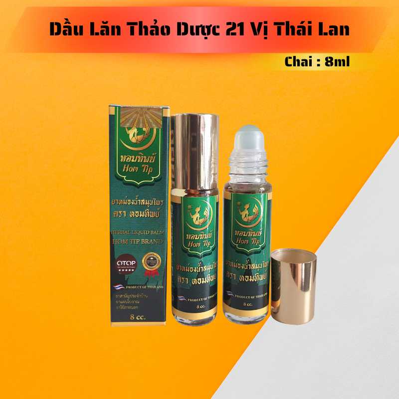 Dầu Nóng Hom Tip Brand 21 Vị Thảo Dược Thái Lan 8ML