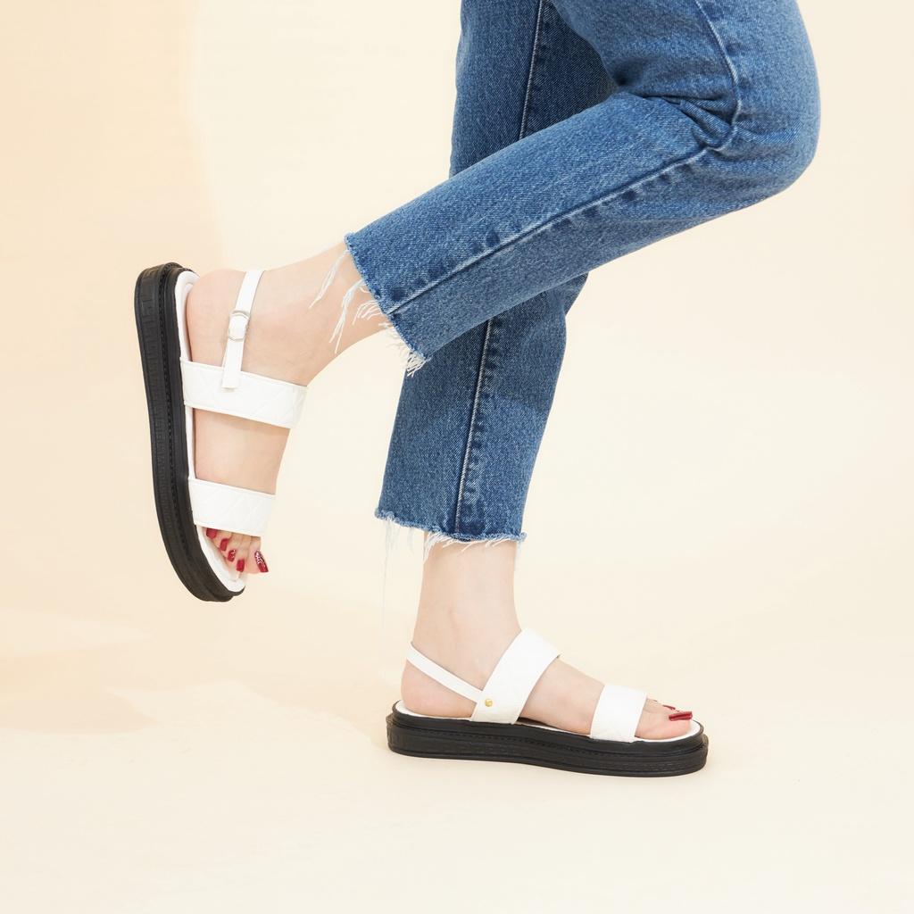 Giày Sandal Nữ MWC 2967 - Giày Sandal Quai Kép Bản To Đế Cao Dập Chỉ Nổi Thời Trang