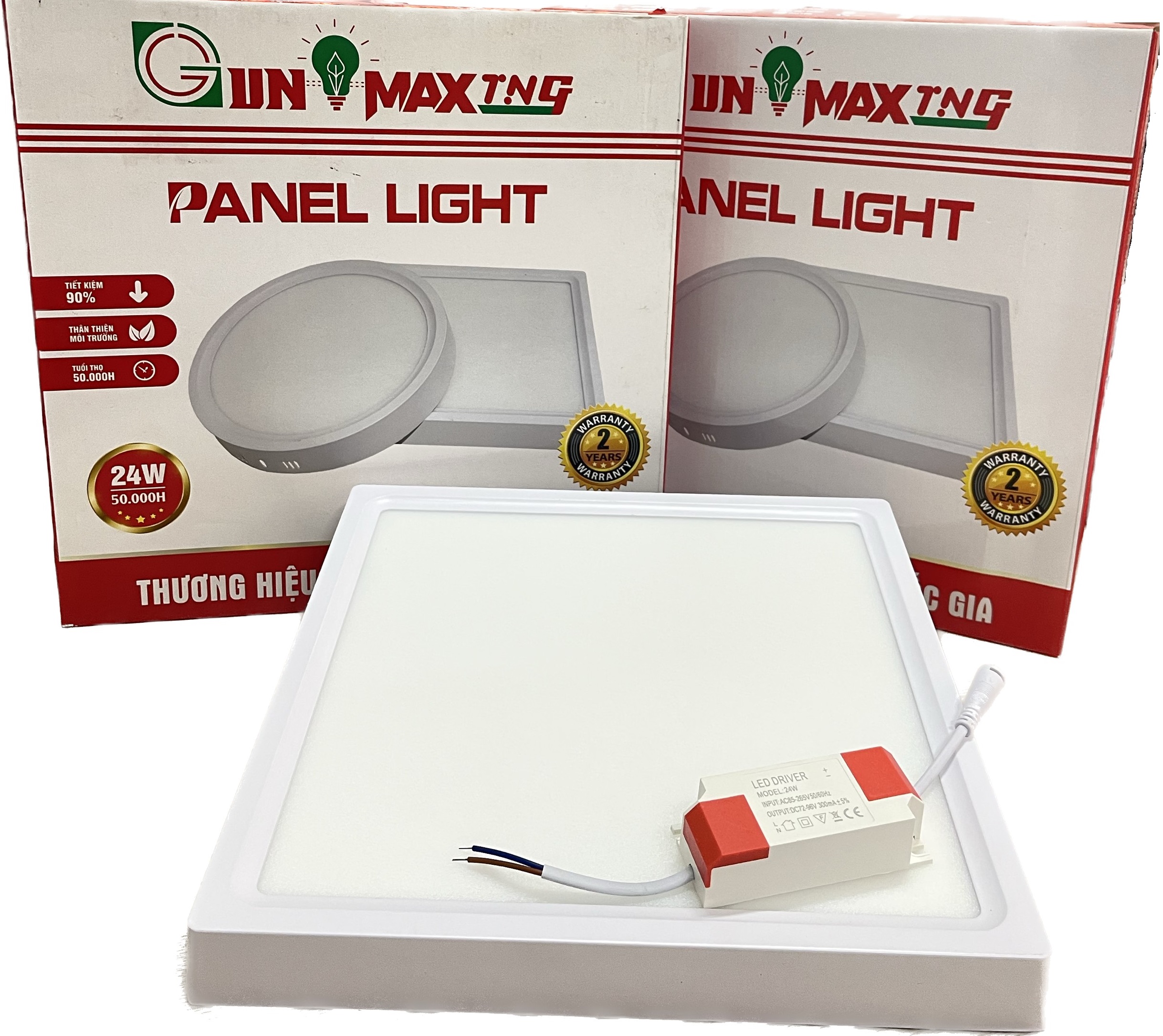 LED âm trần cao cấp 24W vuông trắng -Gunmax TNG