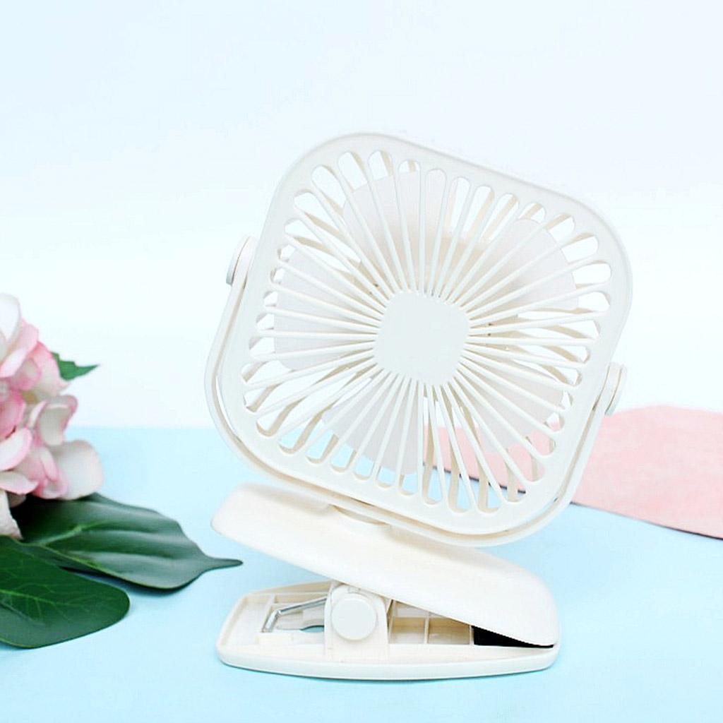 USB Mini Fan Rechargeable Clip Desktop Speed 600mAh Battery