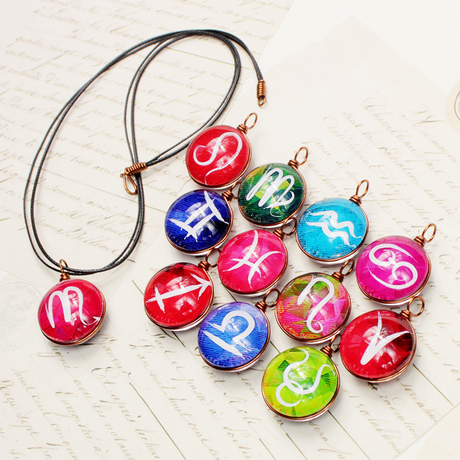 Dây chuyền 12 cung hoàng đạo Zodiac tông nhiều màu sắc siêu đẹp 06647-DC20M0017