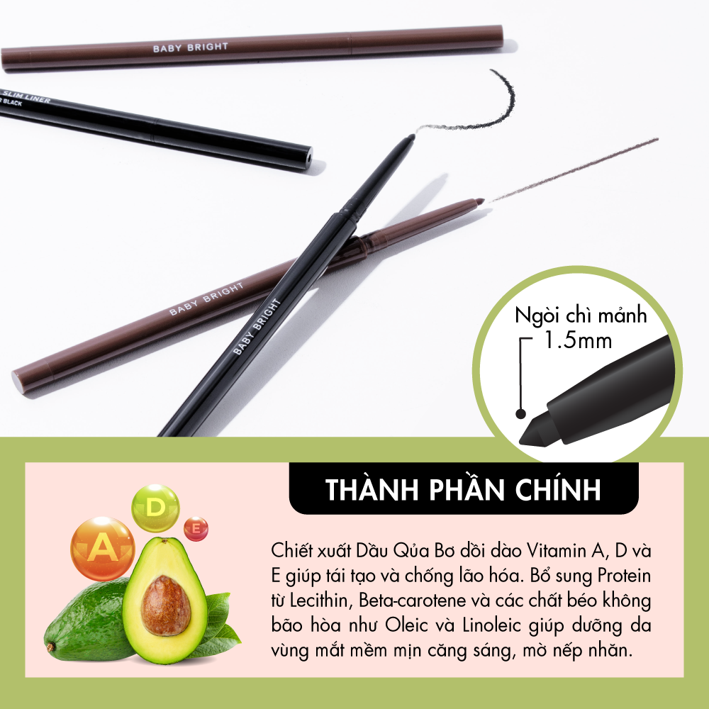 Bút kẻ mắt 2 in 1 Baby Bright Tiny &amp; Slim Liner 0.1g