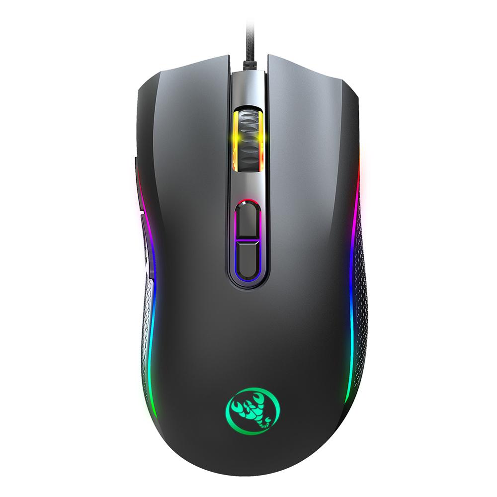 HXSJ Colorful Luminous Gaming Mouse Wired Mouse Six Adjustable DPI Macro Definition Programmable RGB Gaming Mouse A869