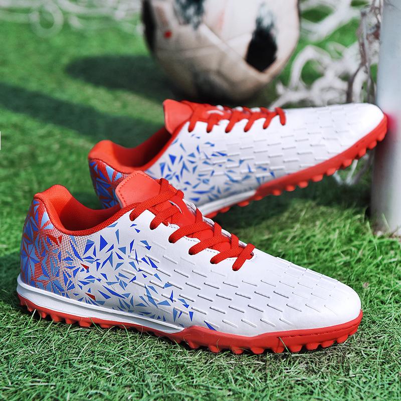 Đàn ông Boots bóng đá chuyên nghiệp Unisex Đào tạo thể thao ngoài trời Đào tạo nóng hổi Cỏ cỏ chất lượng cao Color: White Red Shoe Size: 39