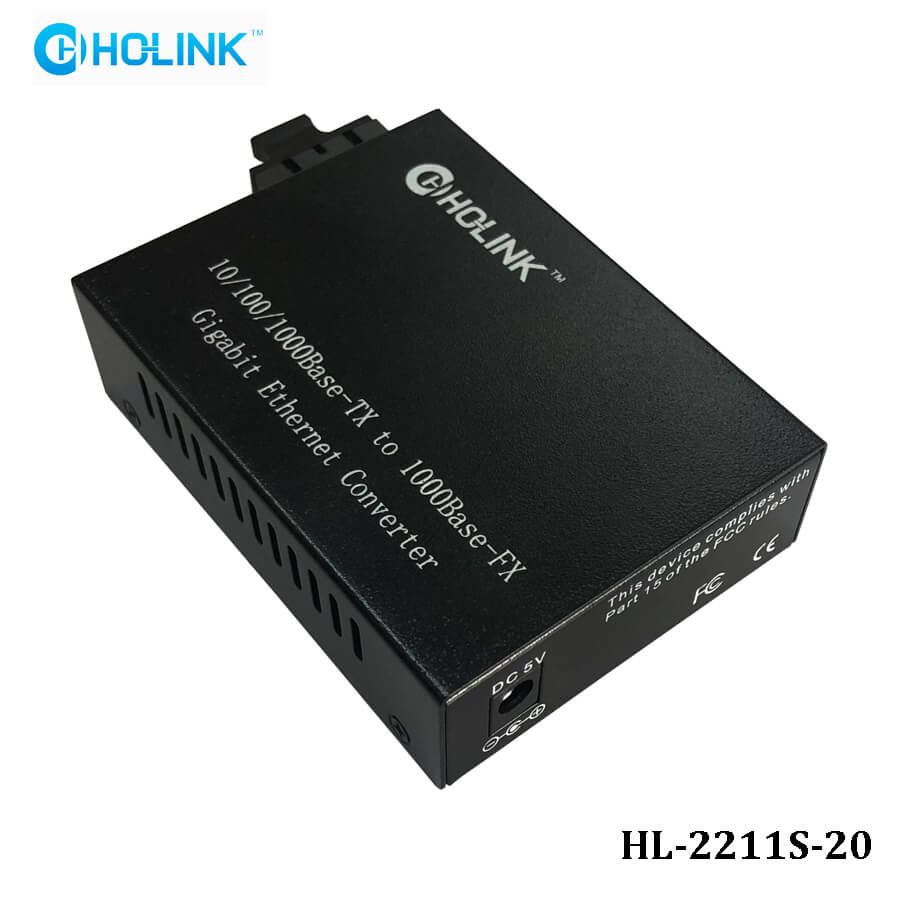 Bộ chuyển đổi quang điện Ho-Link HL-2211S-20 | 2 sợi quang 10/100/1000MB - Hàng Chính hãng