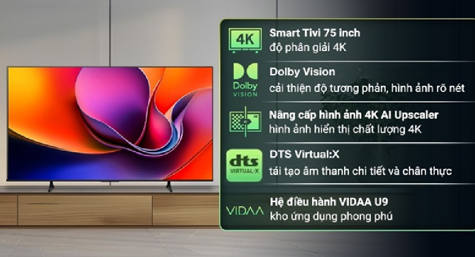 Smart Tivi Hisense 4K 75 inch 75A6Q - HÀNG CHÍNH HÃNG - CHỈ GIAO HCM