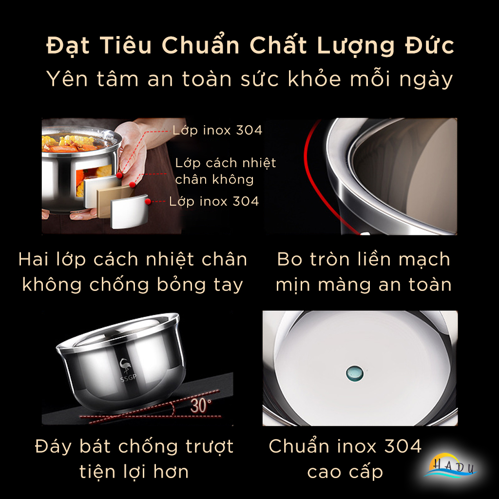Bát Chén Ăn Cơm Inox 2 Lớp Cách Nhiệt Cao Cấp Cho Bé Kiểu Hàn Quốc Đạt Chất Lượng LFGB Đức SSGP