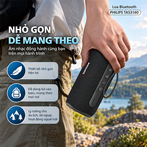 Loa Bluetooth Philips TAS3160BK/70 - Hàng chính hãng