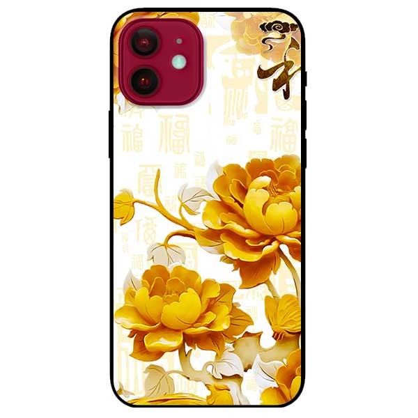 Ốp lưng dành cho Iphone 12 - 12 Pro mẫu Mẫu Đơn Vàng