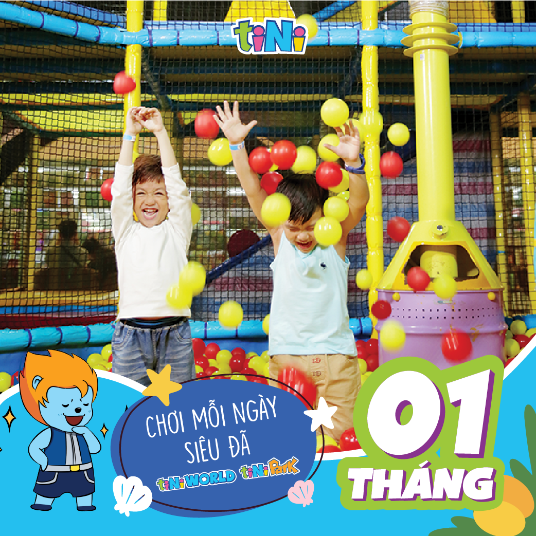 - Gói siêu vé điện tử vào cổng tiNiWorld VÀ tiNiPark vui chơi thả ga trong vòng 01 Tháng MGK01