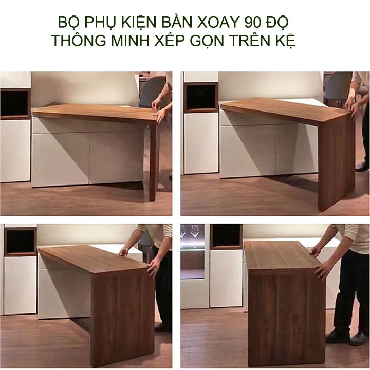 Phụ kiện bàn xoay thông minh xếp gọn trên kệ, tủ rất gọn và tiện dụng