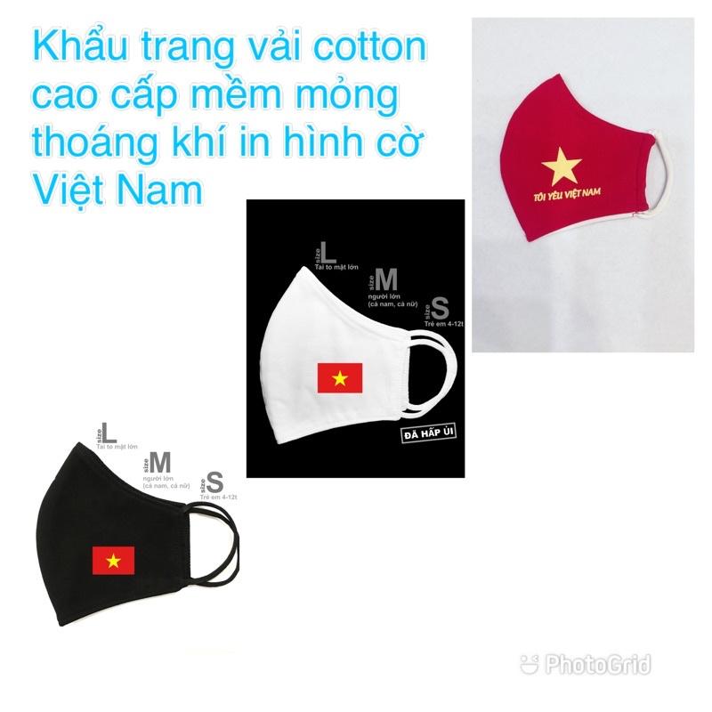 Khẩu trang in cờ Việt Nam - chất liệu cotton cao cấp mềm mỏng thoáng khí