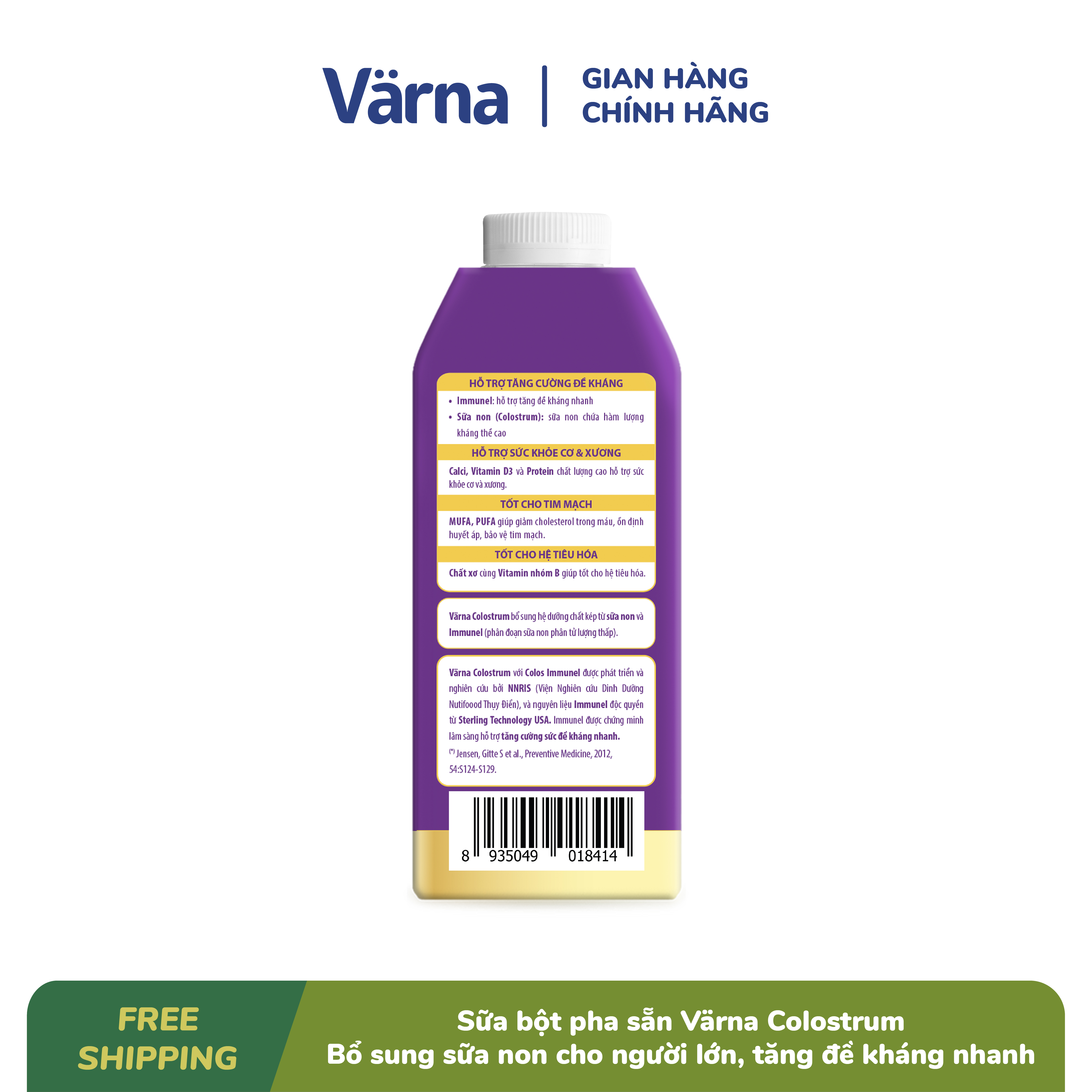 Thùng Sản phẩm dinh dưỡng pha sẵn Värna Colostrum (12 hộp x 237ml) (Hộp giấy) - Bổ sung sữa non, Tăng đề kháng nhanh