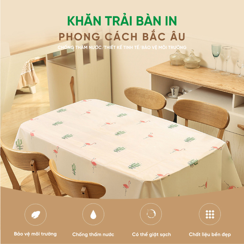 Khăn trải bàn nhựa PVC không thấm nước, hoạ tiết hiện đại