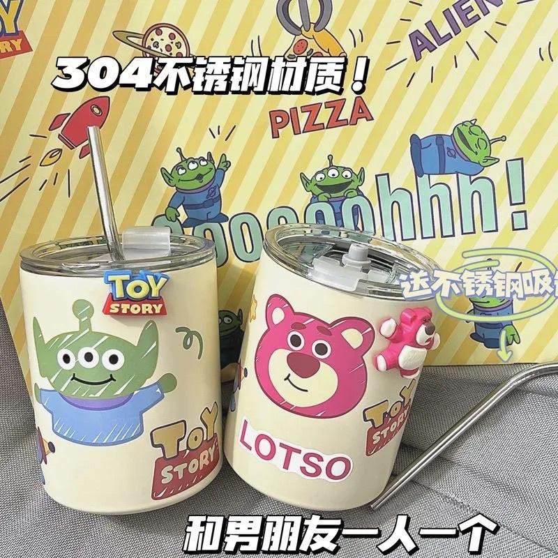 Ly Giữ Nhiệt Hoạt Hình Gấu Dâu Lotso, Ba Mắt Toy Story, Gấu Pooh Dung Tích 360Ml Thiết Kế Đẹp Mắt Dễ Thương Inox 304 Khô