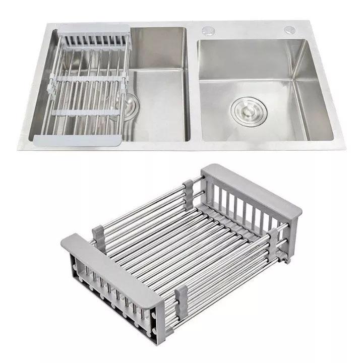 Rổ inox gài bồn rửa bát chỉnh kích thước