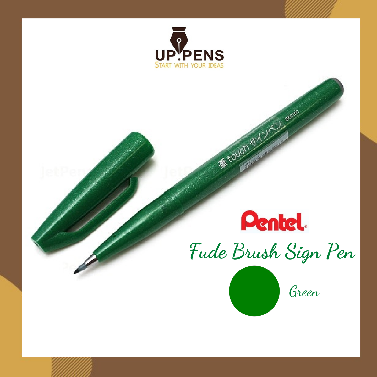 Bút lông viết chữ calligraphy Pentel Fude Touch Brush Sign Pen - Màu xanh lá (Green)