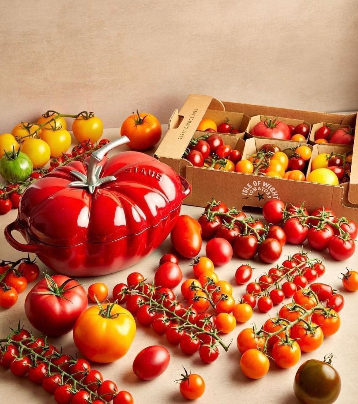 Nồi gang STAUB TOMATO COCOTTE CHE cà chua màu đỏ 25cm hàng chính hãng