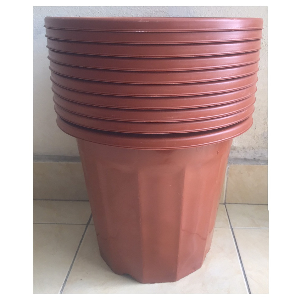 10 Chậu Nhựa Trồng Hoa, Cây Cảnh E350 CN Màu Nâu