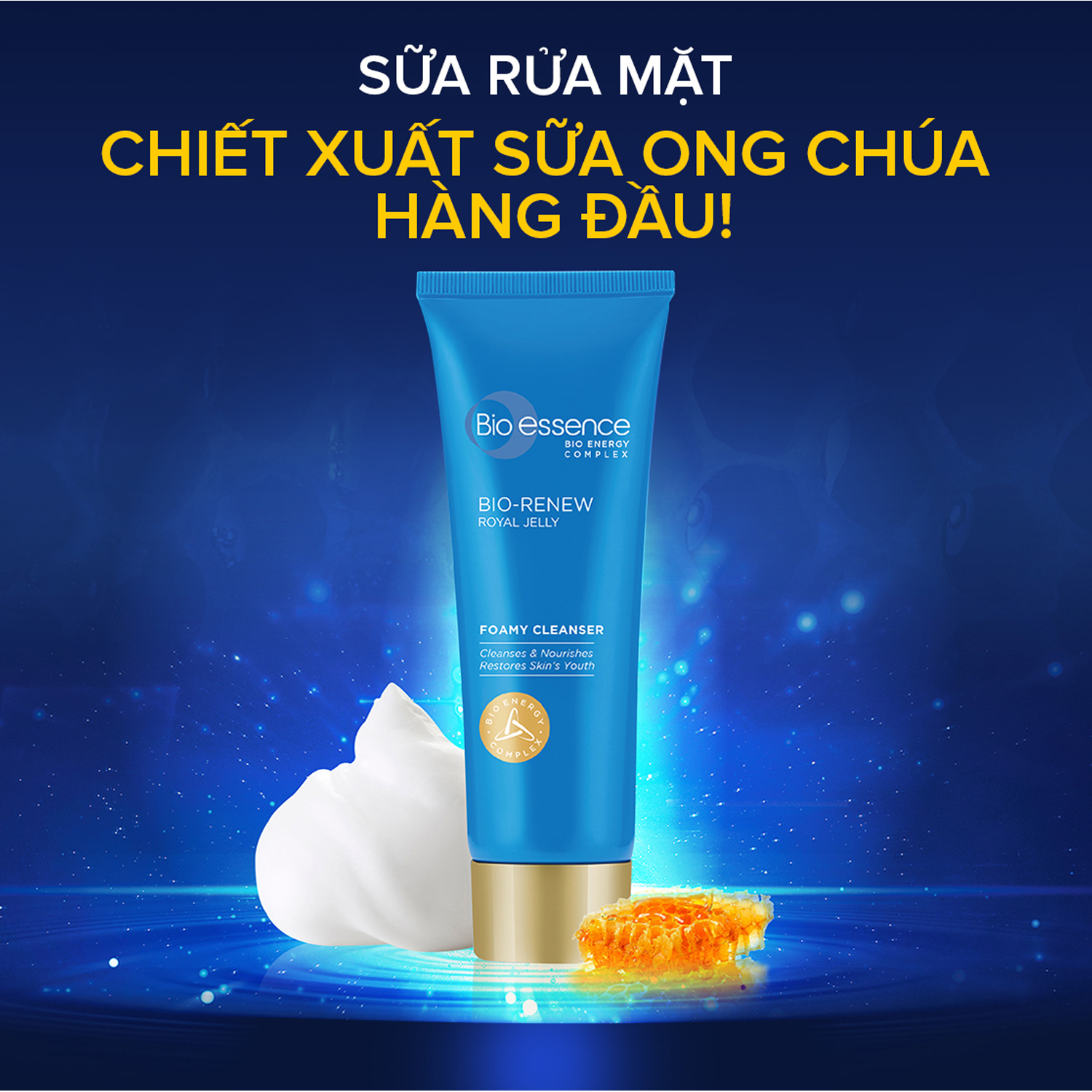 Sữa rửa mặt dưỡng da (da dầu & hỗn hợp) Bio-Renew Bio-Essence Renew Foamy Cleanser tinh chất sữa ong chúa 100g