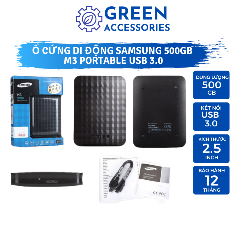 Ổ Cứng Di Động HDD Samsung M3 500GB USB 3.0 - Hàng Nhập Khẩu