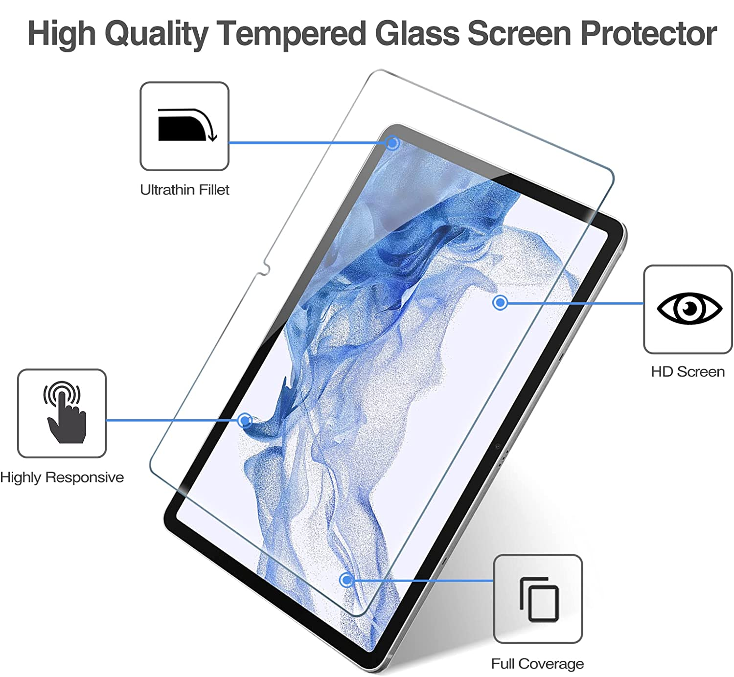 Miếng dán kính cường lực màn hình cho Samsung Galaxy Tab A8 10.5 inch 2022 (SM-X200 / X205 / X207) hiệu HOTCASE Mercury H+ Pro (Chống va đập, vát cạnh 2.5D, chống vân tay, mỏng 0.3mm, độ cứng 9H) - Hàng nhập khẩu