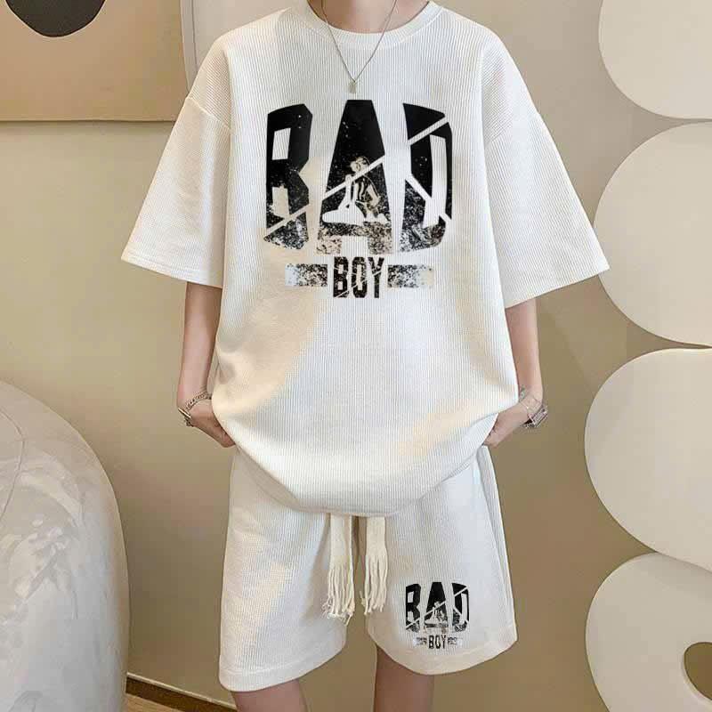 [HOT] Bộ Thể Thao Nam Đồ Bộ Quần Áo Mùa Hè Cộc Tay Vải Thun Lạnh Đẹp in Chữ BAD Siêu Ngầu  Siêu Đẹp HTM FASHION - Đen