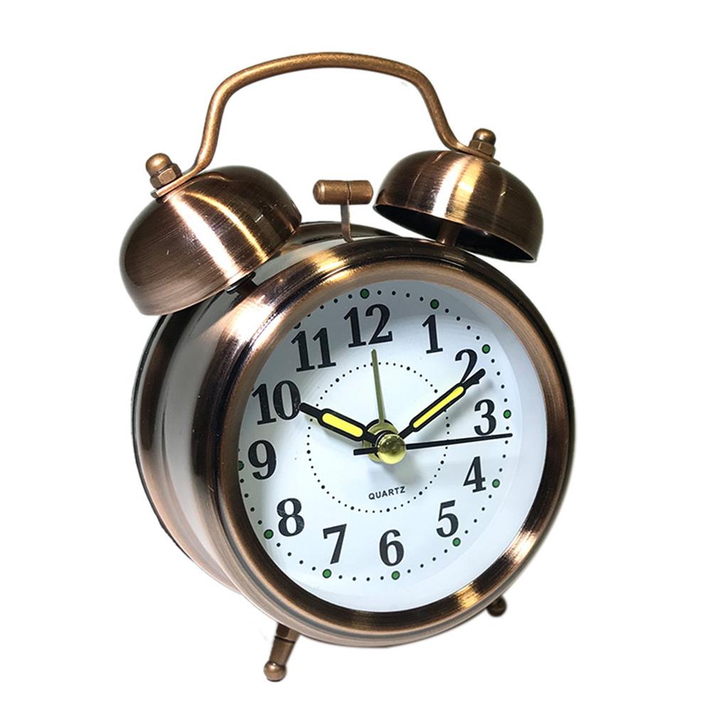 Retro Twin Bell Alarm Clock Battery Operated Loud Alarm Clock Bronze Color