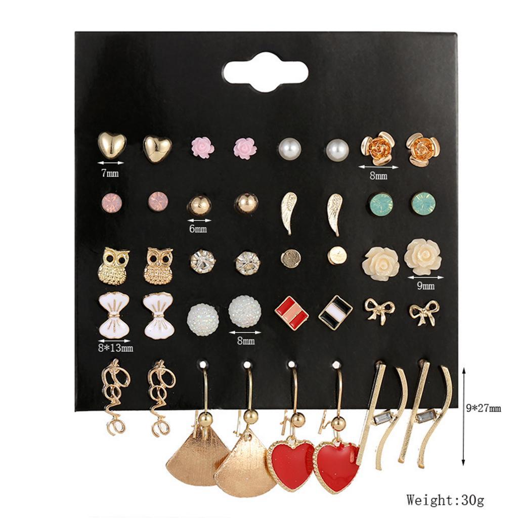 20 Pairs Earrings Stud Rhinestone Ear Drop Earrings Flower Earrings Stud