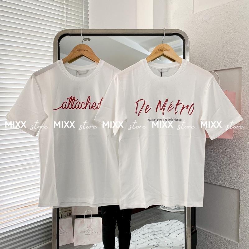 Áo thun nữ in chữ đỏ chất cotton phom suông rộng trẻ trung