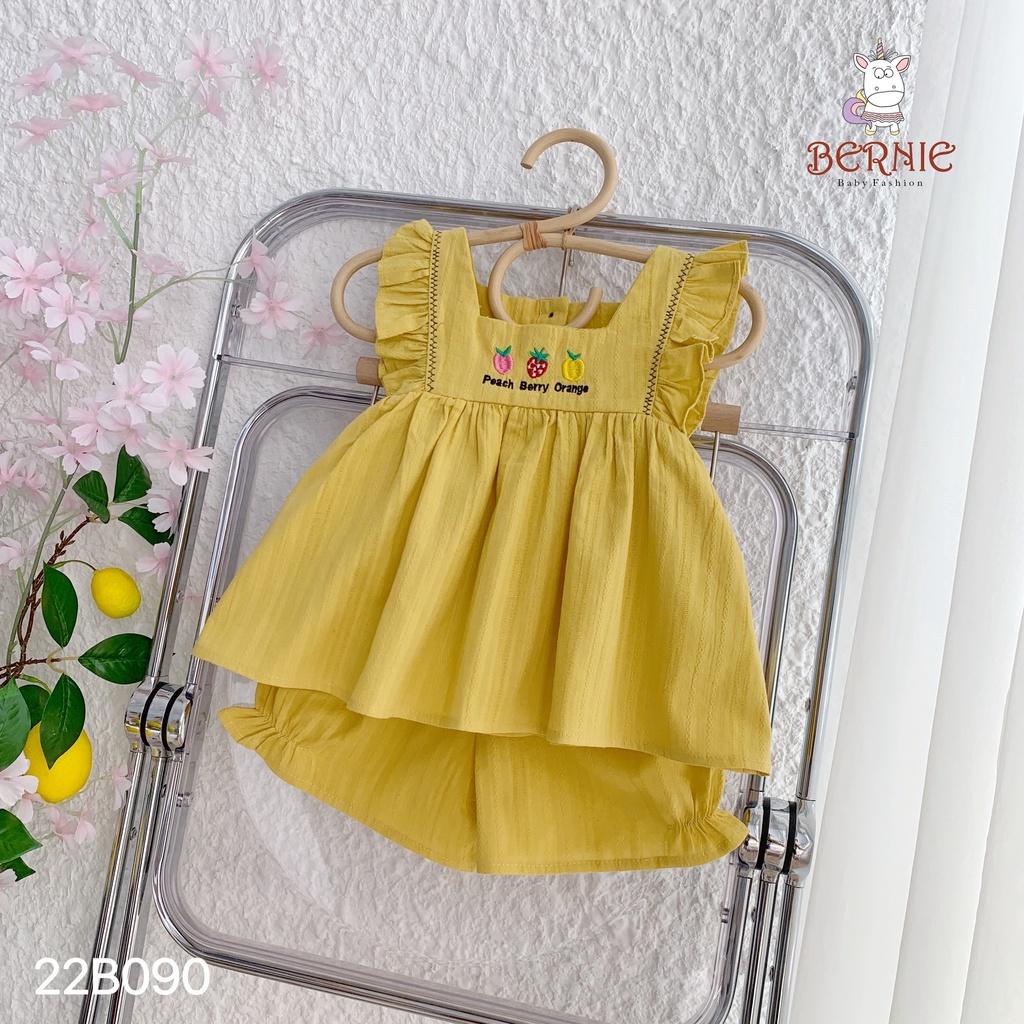 Bộ đũi cho bé 9m-6 tuổi sát nách cánh tiên thêu 3 quả cam, Bộ hè bé gái vải nhẹ thoáng mát điệu đà