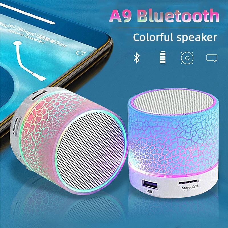 Loa Bluetooth Loa không dây mini Crack LED Thẻ TF Loa siêu trầm USB Loa di động Âm thanh MP3 Loa không dây cho điện thoại di động Màu sắc: Đỏ với 8g