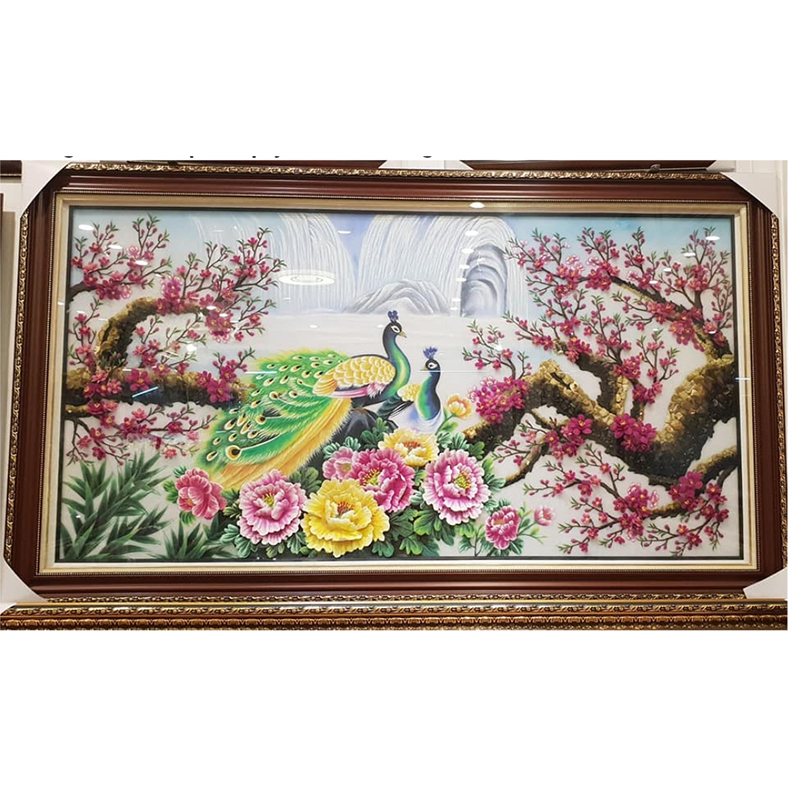 Bức tranh đá quý - Công đào mẫu đơn