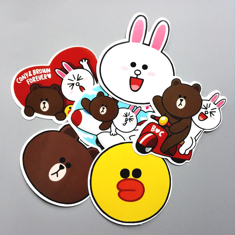 Set 60 sticker Gấu Thỏ Line Brown and Cony hình dán có ép lụa