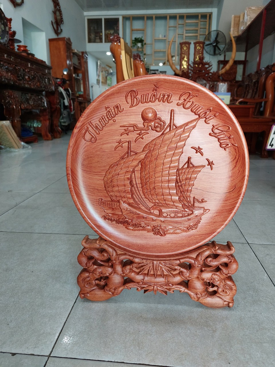 Đĩa trang trí gỗ hương D03 - Đồ Gỗ Mạnh Hùng