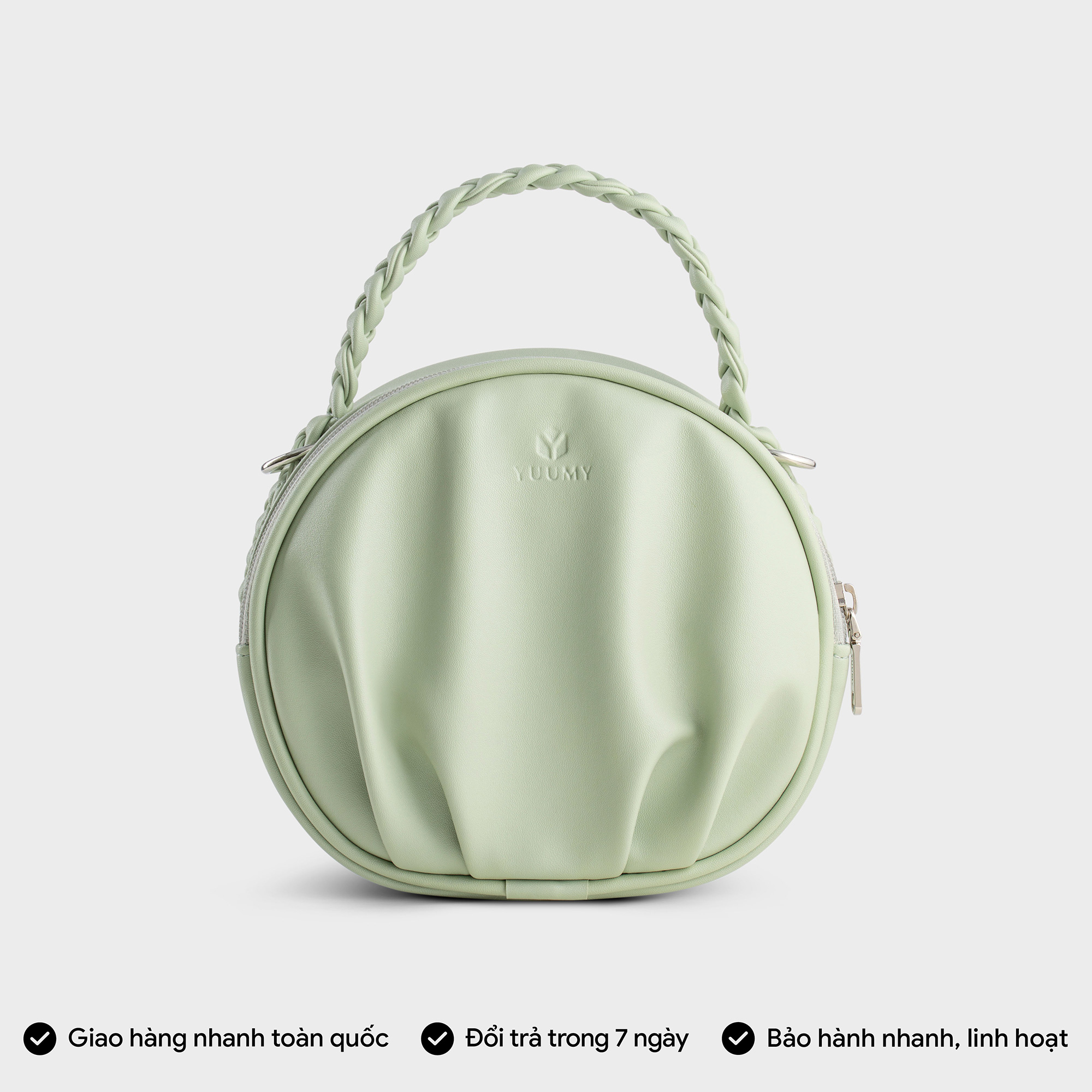 Túi Yuumy ( Thời trang nữ thiết kế nhún dáng tròn size 19 - Túi đeo chéo da Seasand YN264 )