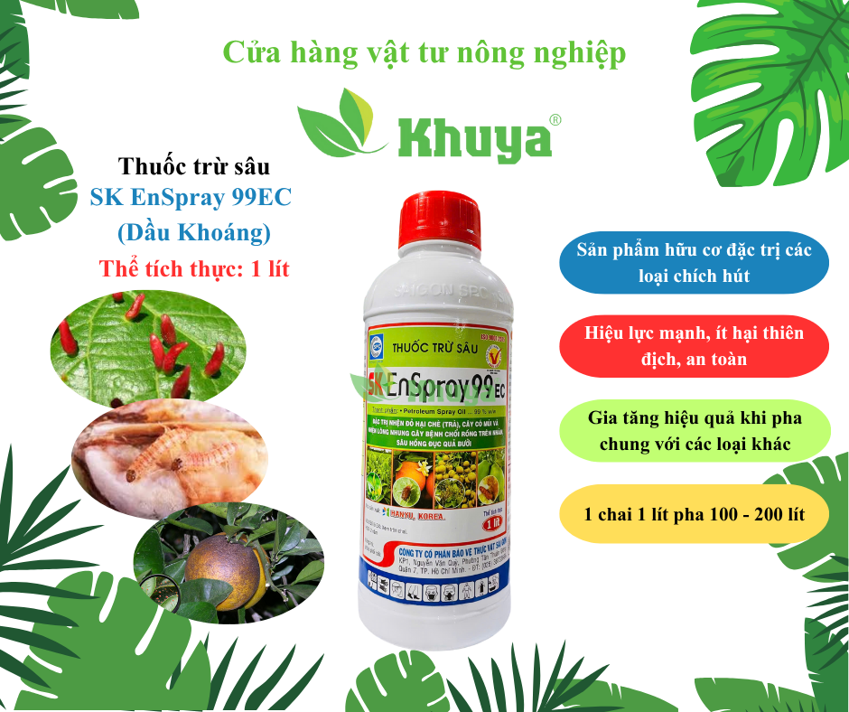 Thuốc trừ sâu dầu khoáng SK Enspray 99EC 1 lít (Dầu Khoáng)