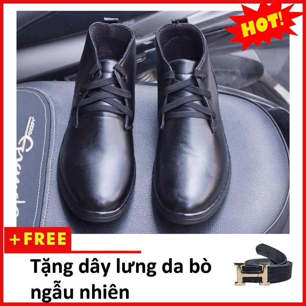 Giày Boot Nam Cổ Lửng Màu Đen Da Nhám Đế Khâu Chắc Chắn - M443-DENNHAM(TL)-DENNHAM