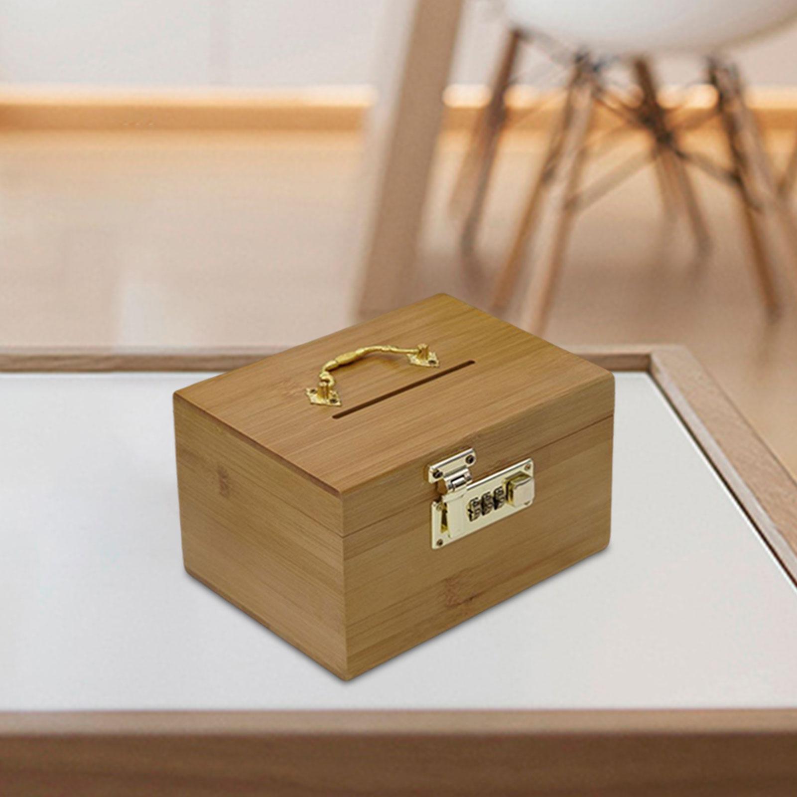 Wood Money Box Decoration Retro Keepsake Wooden Tea Box Wood Storage Organizer Box Jewelry Storage Case for Multipurpose Kids & Adults Gift