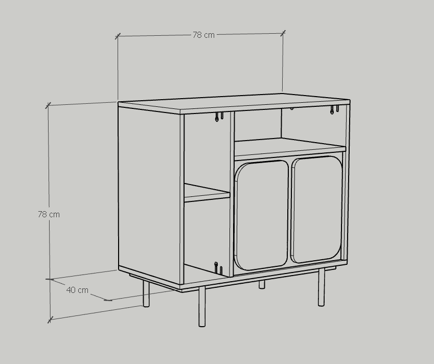 [Happy Home Furniture] SWEETY, Tủ lưu trữ 2 cửa mở - chân sắt, 78cm x 40cm x 78cm ( DxRxC), TCM_059