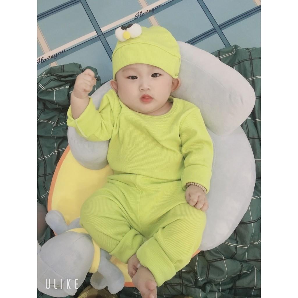 Bộ Dài Tay Cho Bé Bộ Len Tăm Dài Tay Mũ Củ Tỏi chất len tăm cao cấp form siêu đẹp bé mặc ngủ bao ấm